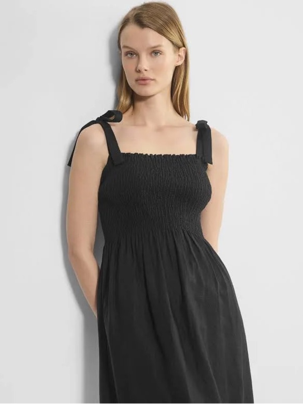 WILFRED ARITZIA Golden Hour Linen Dress xs black